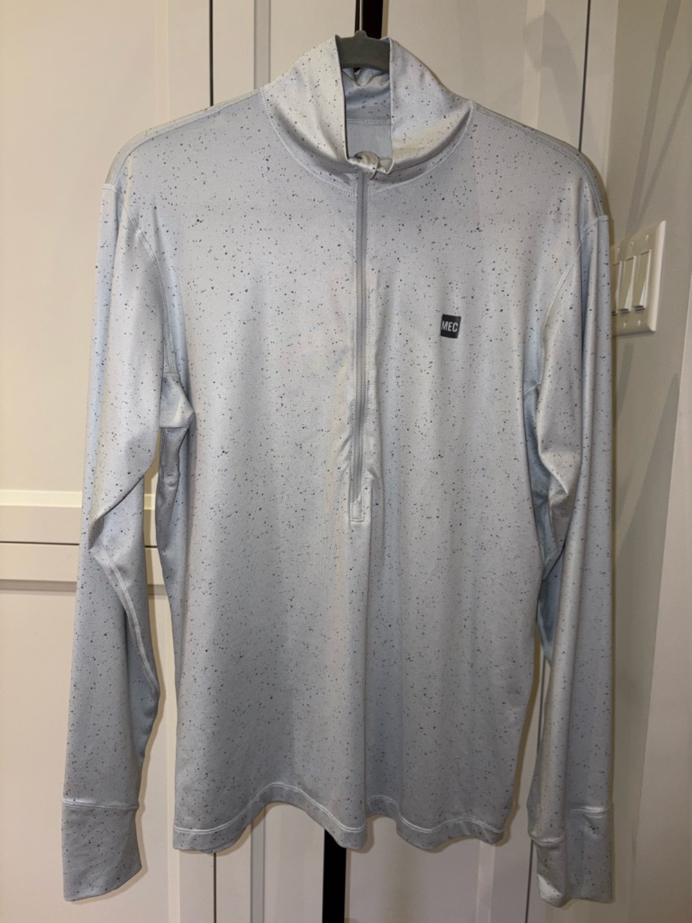 MEC Men's Performance Half-Zip Pullover Light Blue Speckled Lightweight Medium